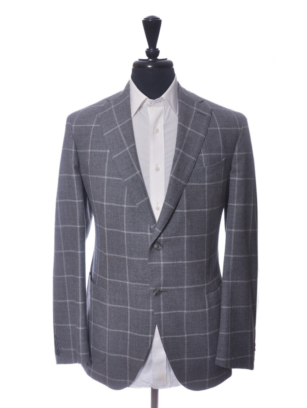 Luigi Bianchi Grey Windowpane Check Blazer 46R 37667